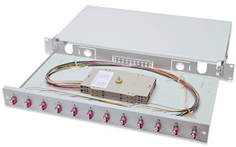 DIGITUS LWL Spleißbox 12 Kupplungen - LC - OM4 - 1HE 19-Zoll - Multi-Mode Duplex - Mit Spleiß-Kassette - Rack-Einbau