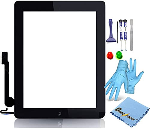 iPGenieforce Retina Touch Screen Glas Digitizer für iPad 4 Display - inkl. 9-in-1 Profi Werkzeugsset - SCHWARZ