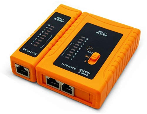 IMBAaprice Tester per cavi di rete LAN RJ45/RJ11/RJ12/Cat5/Cat6/Cat7 con custodia da trasporto