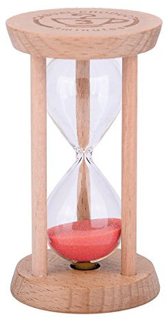 Weiye Mini Sablier en bois - Pour la maison, le restaurant - 1 minute/3 minutes - Couleur bois 3min Wood + Red