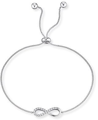 Engelsrufer Infinity Armband für Damen 925er Sterlingsilber mit 19 weißen Zirkonia besetzt