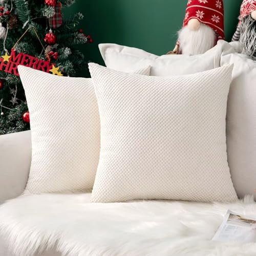 MIULEE 2er Set Kissenbezüge Dekokissen Körnig Dekorativ Kissenbezug Kissenhülle Sofakissen Deko Bezug Weich Zierkissen Kissen für Wohnzimmer Schlafzimmer 50x50cm Weiß
