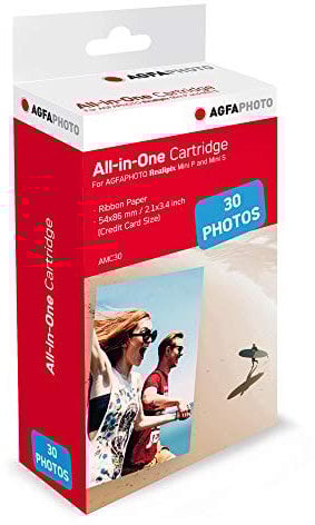 AGFA PHOTO - Cartouche et papiers 5,3 x 8,6 cm AMC - Compatible AGFA PHOTO Realipix Mini S, Realipix Mini P, Kodak Mini Printer 2, Kodak Mini Shot - Blanco