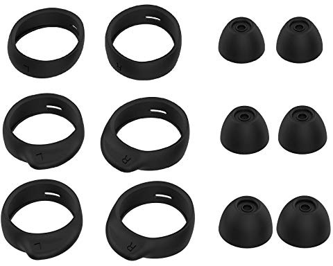 JNSA Ersatz-Flügelspitzen und Ohrstöpsel-Set, kompatibel mit Galaxy Buds/Galaxy Buds Plus, je 3 Größen, Schwarz