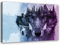 Feeby Bilder Wolf Wald im Nebel XXL 120x80 cm 1 Teilig Wohnzimmer Schlafzimmer Wandbilder Leinwandbilder Bild auf Leinwand Kunstdruck Wanddeko Tiere Natur Lila