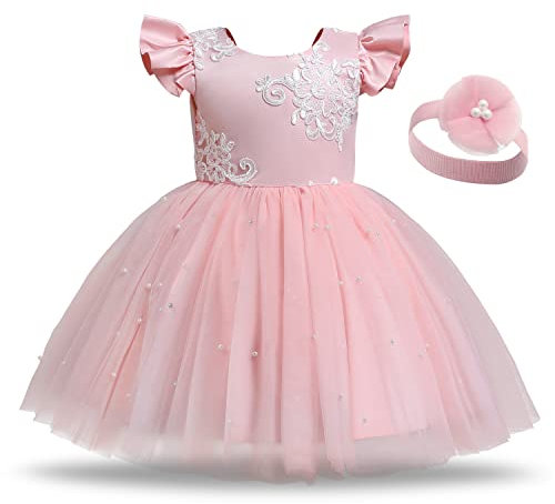 TTYAOVO De bébé Fille Princesse Fête Bambin Fleur Robe Taille 80(6-12 Mois) 752 Rose