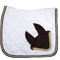 WAGNER Dressur Schabracke mit Fliegenhaube und Strass-Steinen Weiss-BRAUN