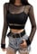 Camisetas de Mujer de Tul de Malla, de Manga Larga, Parte Superior Transparente, Negro, Camiseta de Manga Larga, Camiseta de Fishnet Sheer Lace High Stretch Slim Fit, Blusa Sexy, túnica