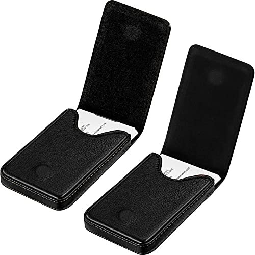 Outus Visitenkartenhalter, Visitenkartenetui aus PU-Leder, Geldbörse, mit Magnetverschluss für Männer/Frauen, 2 Stück, Schwarz, Klassisch