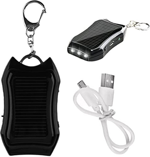 UGIF 1200mAH Solar Power Bank Keychain, Key Ring Mini Power Bank, Portable Solar Charger Keychain, with LED Torch, for Outdoor Emergency Phone Charger