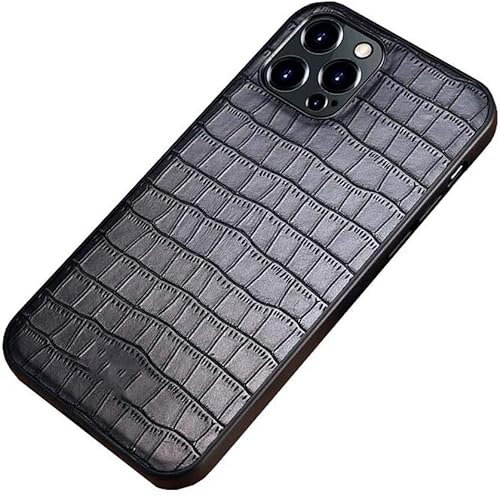 KKFAUS Funda de piel con patrón de cocodrilo, para Apple iPhone 12 Mini (2020) de 5.4 pulgadas, cubierta trasera a prueba de golpes [protección de pantalla y cámara] (Color: Negro)