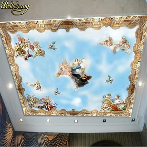 Benutzerdefinierte Wandbilder Top Abgehängte Decke Wandbild Wandpapier Malerei Westeuropäischer Himmel Engel Fototapete Für Wände 3D 430Cm(W)×300Cm(H)