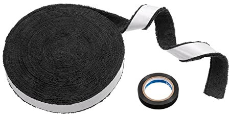 PATIKIL 32.8ft Badminton Tennis Racket Overgrip, Cotton Towel Grip Anti-Skid Sweatband Tape Hand Glue for Baseball Golf Handle Fishing Rod, Black