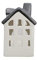HEITMANN DECO - Keramik Teelichthalter Haus - weiß/grau - ca. 15 x 9,5 cm