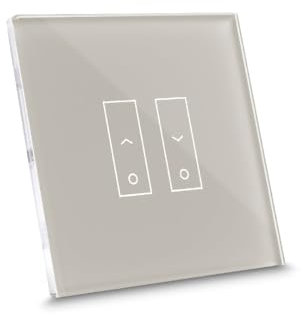 iotty E2S PLUS Interruptor inteligente Wi-Fi para cortinas y persianas, compatible con Google/Alexa/Siri, App iOS/Android, placa táctil, vidrio retroiluminado, sensores de temperatura/brillo, beige
