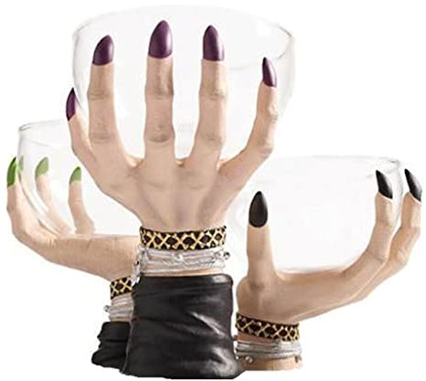 jojomis Resin Witch Hands Snack Bowl Stand Pedestal Candy Holder Bowl Table Desktop Halloween Indoor Party Decoration - 3Pcs