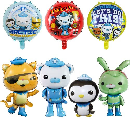 7 Stück Luftballon Kinder Geburtstag Kit, 4 Große Größe Folienballons(Gelb, Blau, Grün, Schwarz), 3 Runde Mehrfarbig Folienballons, für Kinder Geburtstag Party Dekoration
