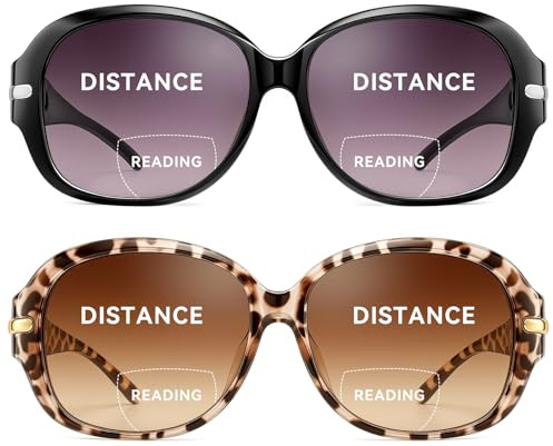 JM Klassisch Bifokale Lese Sonnenbrille für Damen Jahrgang Lesebrille Draussen