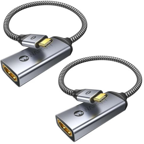 WARRKY 4K USB C to HDMI Adapter 2 Packs, [Gold-Plated, Aluminium Shell] Thunderbolt 3/4 to HDMI Adapter, Compatible with MacBook Air/Pro, iPad Air/Pro, Mac Mini, iPhone 15 Series, Surface, Galaxy