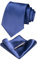 JEMYGINS Klassisch Formal Elegant Herren Seidenkrawatte Set-Krawatte & Einstecktuch Sets Bajablau dunkelblau