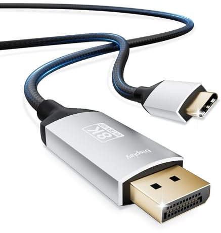 BolAAzuL USB C to DisplayPort Cable 1.2m, Type C/Thunderbolt 3 Male to DP Male Adapter Cord, 4K@60Hz 2K@165Hz 2K@144Hz, Braided, High-speed, for MacBook Pro Laptop Projector TV PC