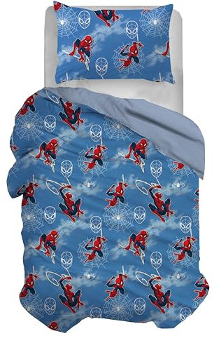 hermet SP02 100% Baumwolle Spiderman Bettbezug-Set für Einzelbett, Blau