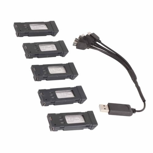Cuifati Lithiumbatterie für E58 L800 JY019 RC-Drohne, 3,7 V 1200 mAh mit 5-in-1-Ladekabel, Tragbares Ersatzbatterieset