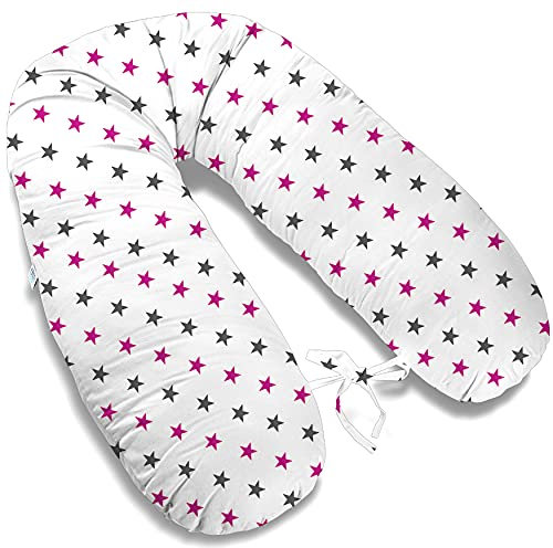 ekm trade 170cm XXL Typ I Stillkissen mit abnehmbarem Bezug Schwangerschaftskissen Lagerungskissen Seitenschläferkissen Handmade 100% Zertifizierte Baumwolle Geräuschlos (Kissen + Bezug, 29)