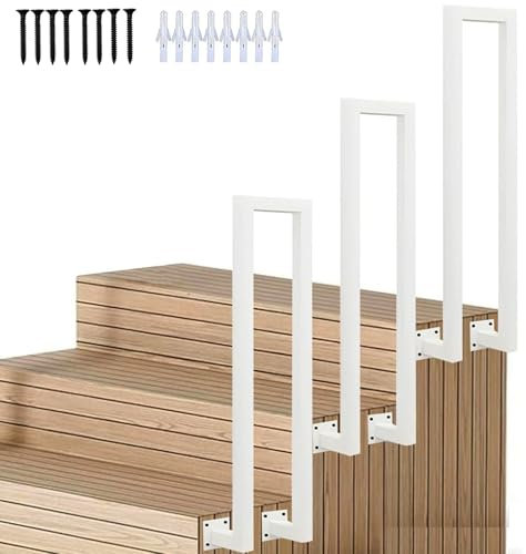 YUODIJIO Pasamanos de escalera en forma de U barandilla de escalera de seguridad antideslizante, nórdica, moderna, cuadrada, para interiores y exteriores, villas y pasillos (85 cm (2,78 ft), blanco-C