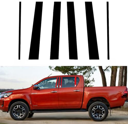 Mittelsäule Dekoration Aufkleber Passend für Toyota Hilux 2015–2021, glänzend schwarz, für Tür, Fenster, Säule, Beiträge, Verkleidung, Aufkleber