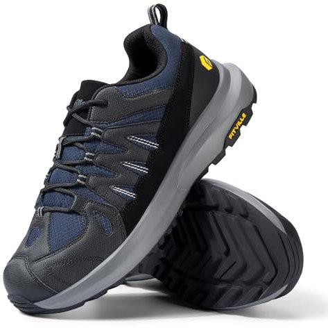FitVille Chaussure Randonnée Femme Pieds Larges - Outdoor Basket Sport Antidérapantes Accroche Chaussures de Running Marche Confortable Bleu Marine 35.5 EU Large