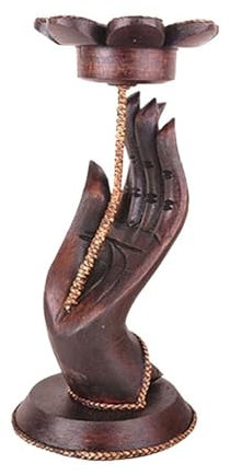 Portacandele Creativo portacandele in legno tenuto in mano con loto Decorazione Portacandele da tavolo unico con fiori Porta Candele