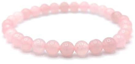 PURAJA Edelstein Armband aus echtem Naturstein: Rosenquarz | 6mm Kugelarmband aus hochwertigen Mineralien