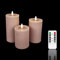Meisterhome® 3er-Set Flammenlose LED Kerzen - Matera-Beige - Rustik Design Stumpenkerze - mit Fernbedienung – mit Timer - Batteriebetrieben – Warmweiß - 10/12,5/15 cm hoch - mit flackernder Flamme