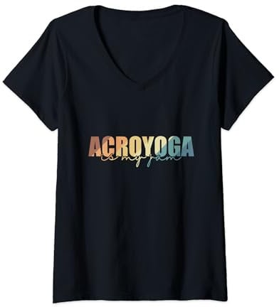 Damen Acroyoga ist mein Jam Fitness Sport Balance T-Shirt mit V-Ausschnitt
