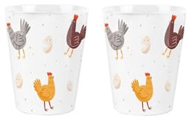 Chickens Egg Cups Set - Hens Laying Spring Themed Presents - Pack of 2 Ceramic Egg Cups/Holders Kitchenware/Shot Glasses Drinkware Boxed Gift