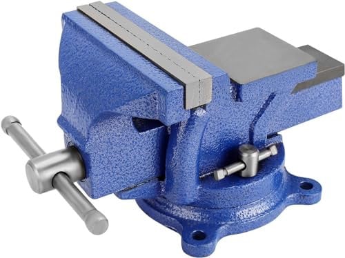 Holdfiturn Table Vice 5 Inch Bench Vise with 360 Degrees Swiveling Base Cast Iron Workshop Vise