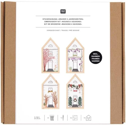 Stickpackung Vorgezeichnet, Häuser 4 Jahreszeiten, klein