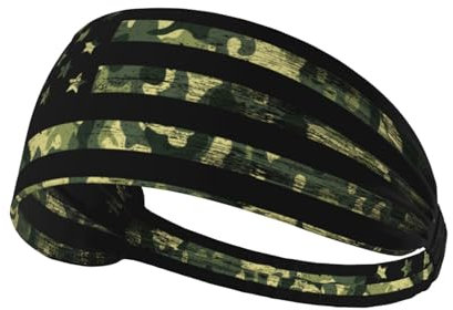 Elastisches Stirnband mit amerikanischer Flagge, Camouflage, atmungsaktiv, athletisch, Schweiß-Stirnbänder für Damen und Herren