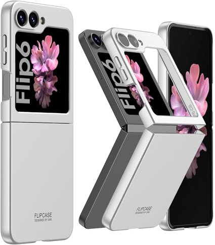 FTRONGRT Funda para Samsung Galaxy Z Flip 7 FE/Samsung Galaxy Z Flip 6, Ultradelgado, Antiarañazos, Anticaídas, Funda Protectora Plegable para PC. Plata