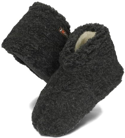 BeComfy Pantuflas Cálidas Mujer Hombre Oveja Lana Pantuflas Bajo Unisex 36-46 EU (Negro, Sistema tallas calzado EU, Adulto, Números, mediano, 41)