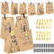 Adventskalender zum Befüllen 2024, 24 Papiertüten Braun mit Zahlenaufkleber 1-24 und Holzklammern Adventskalender Selber Basteln DIY Adventskalender Erwachsene Kinder (4 Stile)