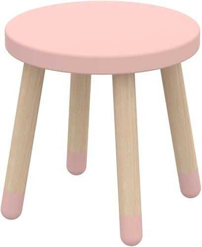 Flexa Dots Kinderstuhl aus Holz perfekt für Kinderzimmer | Runder vielseitiger Sitzhocker kann Man auch für Küche oder Wohnzimmer benutzen | Hocker Ø30cm | Farbe: Rosa