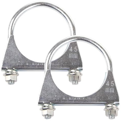 Exhaust Clamp - 2 Pcs 45mm Heavy Duty Galvanized Pipe Clamps for Exhaust Repair, U-Bolt Clamps for 45mm Diameter Tail Pipes