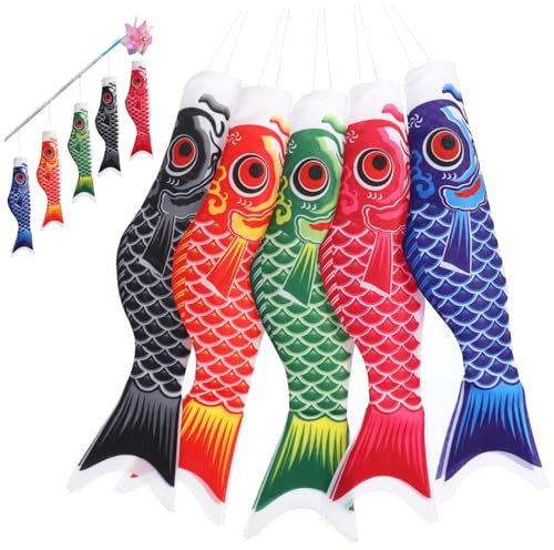 KITANDOVE 3 Sets Japanische Koinobori-windsack-karpfenflaggen Für Gartendekoration Wasserdicht Zum Aufhängen 5 Stück x 3