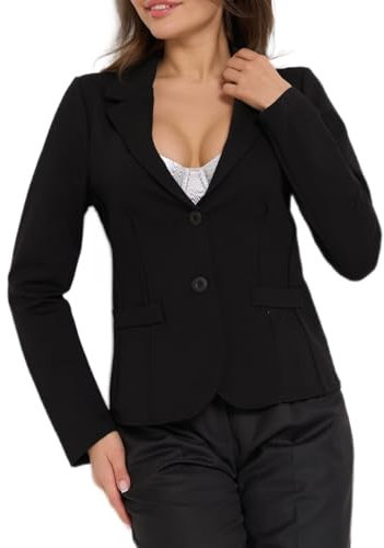 Ballandoro Blazer Donna Elegante Corto - Giacca Cerimonia Leggera Made in Italy, per Completo Abbigliamento Casual e Tailleur Eleganti Taglie Forti (IT, Testo, S, Regular, Regular, Nero)