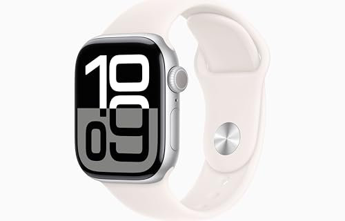Apple Watch Series 10 [GPS + Cellular, 46mm] - Aluminiumgehäuse Silber mit Sportarmband Blassrosa, S/M (Generalüberholt)