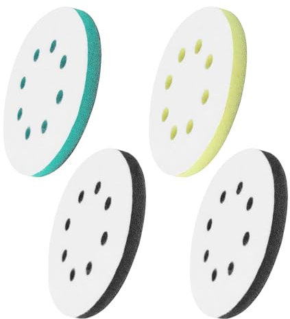 4 Stück Polierpads Schleifpad 125mm Klett Set, Polierpads für Exzenterschleifer, Schwamm Interface Pad, Polieraufsatz Winkelschleifer Zubehör für Bohrmaschine, Schlagfest und Geräuscharm