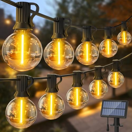 SAEIHGAE Exterior Jardín Solares Guirnalda Luces: Guirnaldas Luz Exterior Solar 15M 50FT G40 LED Plástico Bombillas 3 Modos Cadena de Lights Solares IP65 Impermeable para Jardín Patio Terraza Fiesta