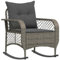 vidaXL Garten-Schaukelstuhl mit Kissen Grau Poly Rattan, Gartenstuhl, Gartensessel, Outdoor-Schaukelstuhl, Schaukelsessel, Schwingsessel